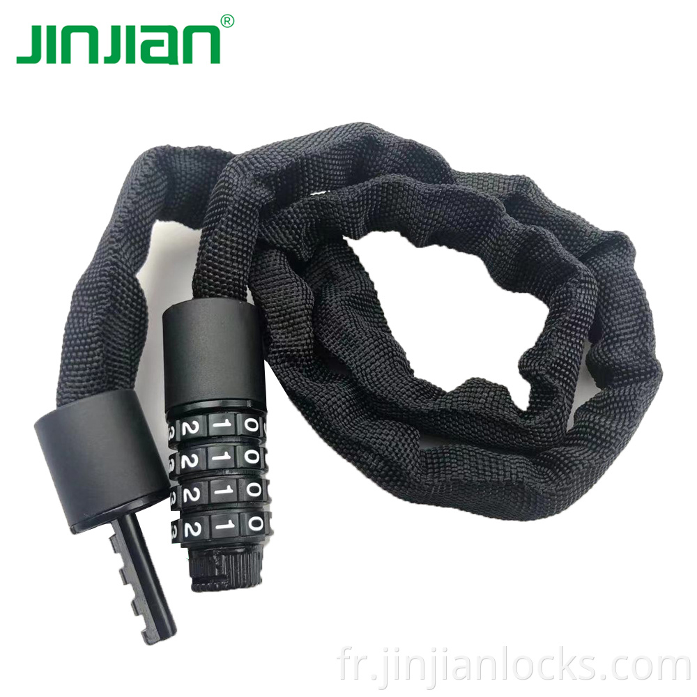 Nouveau design Jinjian Carbon Steel 4x1000mm Lock de chaîne de vélos Bike DIY SHOEVE POUR LOCATION DE BIEE ENFANT